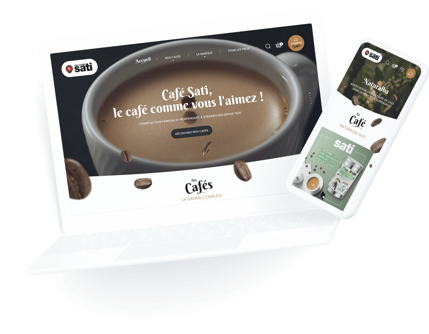 Les Cafés Sati, client de l'agence digitale Data Projekt - Création de site web wordpress & E-commerce Woocommerce